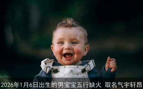 2026年1月6日出生的男宝宝五行缺火 取名气宇轩昂