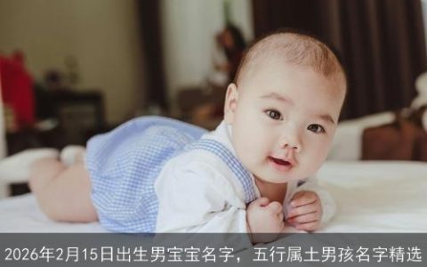 2026年2月15日出生男宝宝名字，五行属土男孩名字精选