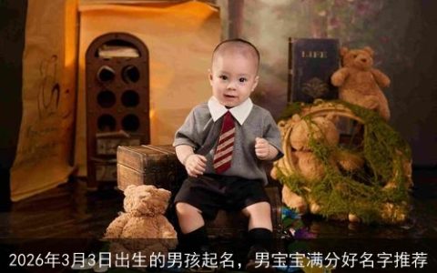 2026年3月3日出生的男孩起名，男宝宝满分好名字推荐