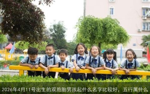 2026年4月11号出生的双胞胎男孩起什么名字比较好，五行属什么