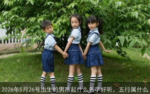 2026年5月26号出生的男孩起什么名字好听，五行属什么