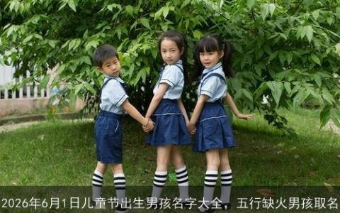 2026年6月1日儿童节出生男孩名字大全，五行缺火男孩取名