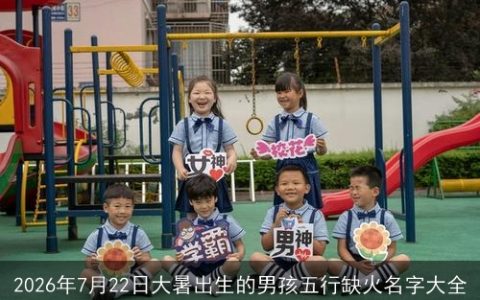 2026年7月22日大暑出生的男孩五行缺火名字大全