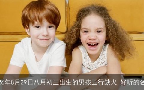 2026年8月29日八月初三出生的男孩五行缺火 好听的名字