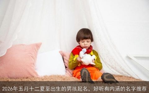 2026年五月十二夏至出生的男孩起名，好听有内涵的名字推荐