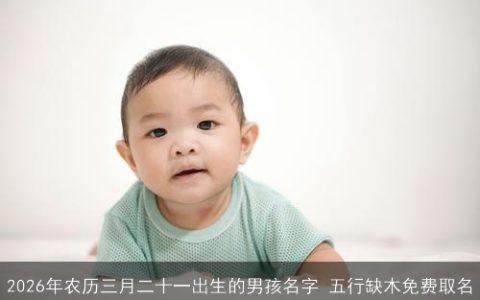 2026年农历三月二十一出生的男孩名字 五行缺木免费取名