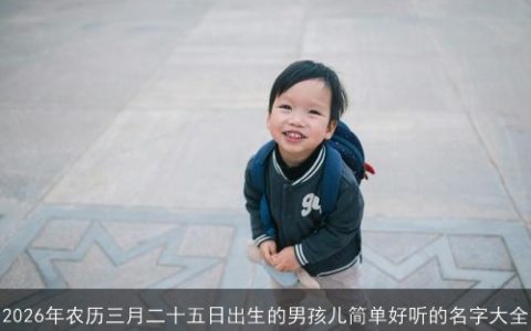 2026年农历三月二十五日出生的男孩儿简单好听的名字大全