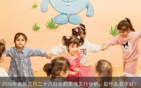 2026年农历三月二十八日生的男孩五行分析，起什么名字好？