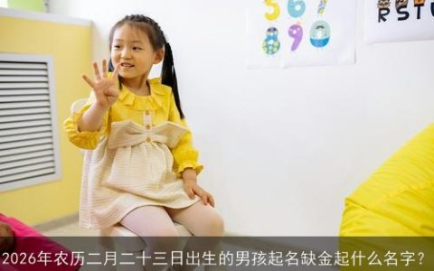2026年农历二月二十三日出生的男孩起名缺金起什么名字？