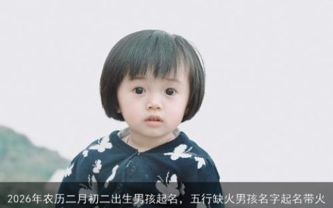 2026年农历二月初二出生男孩起名，五行缺火男孩名字起名带火