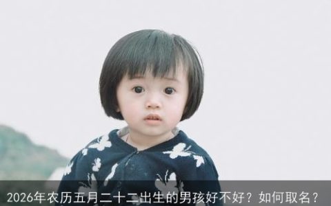 2026年农历五月二十二出生的男孩好不好？如何取名？