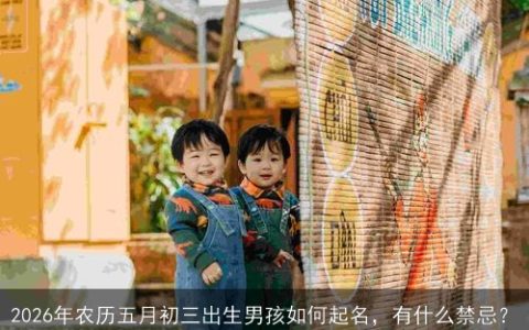 2026年农历五月初三出生男孩如何起名，有什么禁忌？