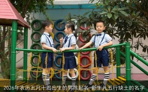 2026年农历五月十四出生的男孩起名 新生儿五行缺土的名字