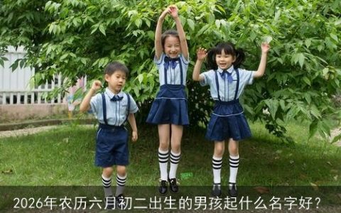 2026年农历六月初二出生的男孩起什么名字好？