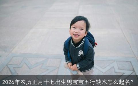 2026年农历正月十七出生男宝宝五行缺木怎么起名？