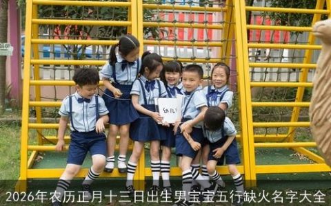 2026年农历正月十三日出生男宝宝五行缺火名字大全