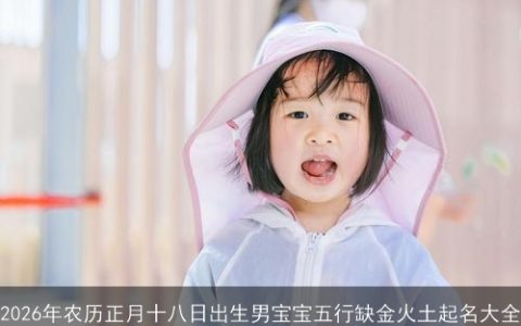 2026年农历正月十八日出生男宝宝五行缺金火土起名大全