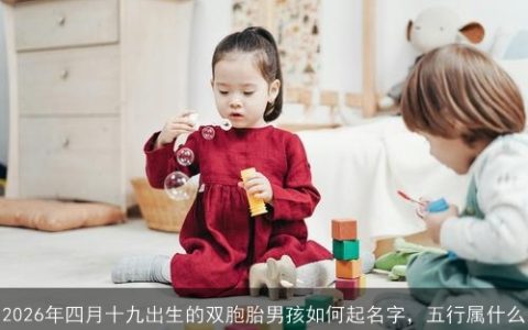 2026年四月十九出生的双胞胎男孩如何起名字，五行属什么