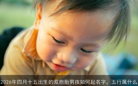 2026年四月十五出生的双胞胎男孩如何起名字，五行属什么