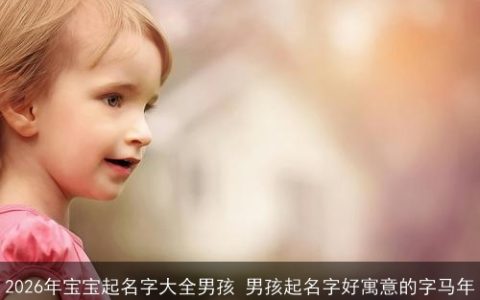 2026年宝宝起名字大全男孩 男孩起名字好寓意的字马年