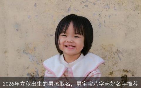 2026年立秋出生的男孩取名，男宝宝八字起好名字推荐