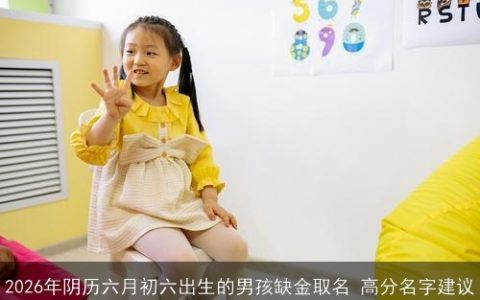 2026年阴历六月初六出生的男孩缺金取名 高分名字建议