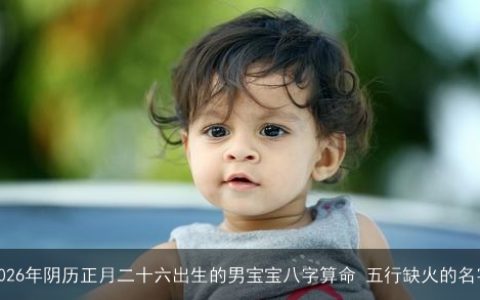 2026年阴历正月二十六出生的男宝宝八字算命 五行缺火的名字