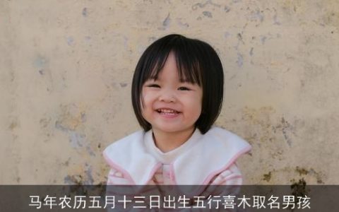 马年农历五月十三日出生五行喜木取名男孩
